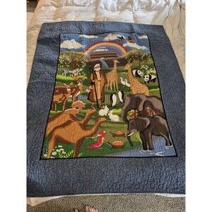 Donna Sharp Quilt Applique Wall Hanging Noah's Ark Animals 46" x 54"